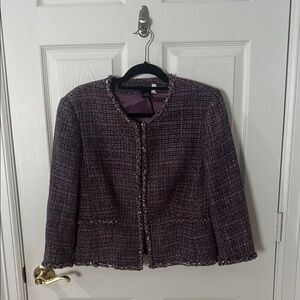 VINTAGE Andrea BEhar Tweed Jacket - Purple size 12 with bead detail